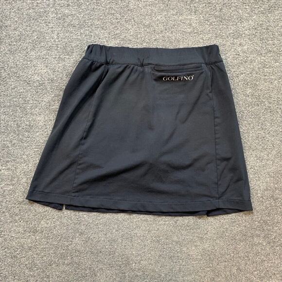 Golfino Skort Womens 4 Black Pull On Inner Shorts Front Slits Performance Golf - Picture 7 of 10